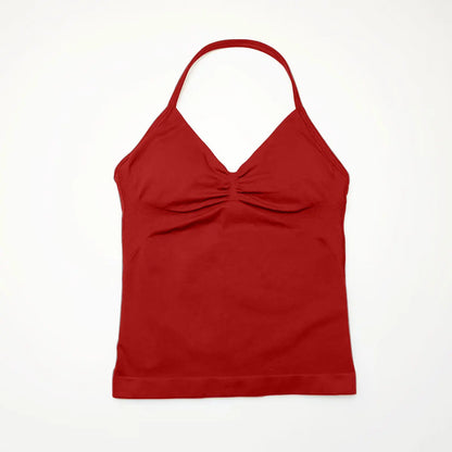 NCLAGEN Seamless Longline Strappy Top Sports Yoga Vest Women Fitness Tank Top Gym Beautiful Open Back Bra Running Workout Halter