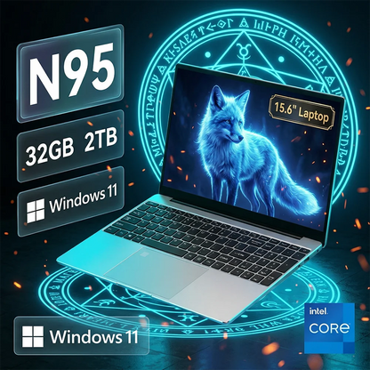 Intel N95 Portable Laptop 15.6Inch 32GB 2TB Windows11 Office 1080P HD Fingerprint Unlock Laptops Gaming Notebook Computer PC