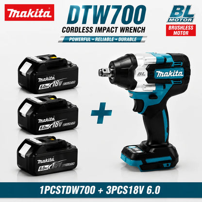 Makita DTW700 18V Kolborstfri Mutterdragare med 6.0Ah Batteri