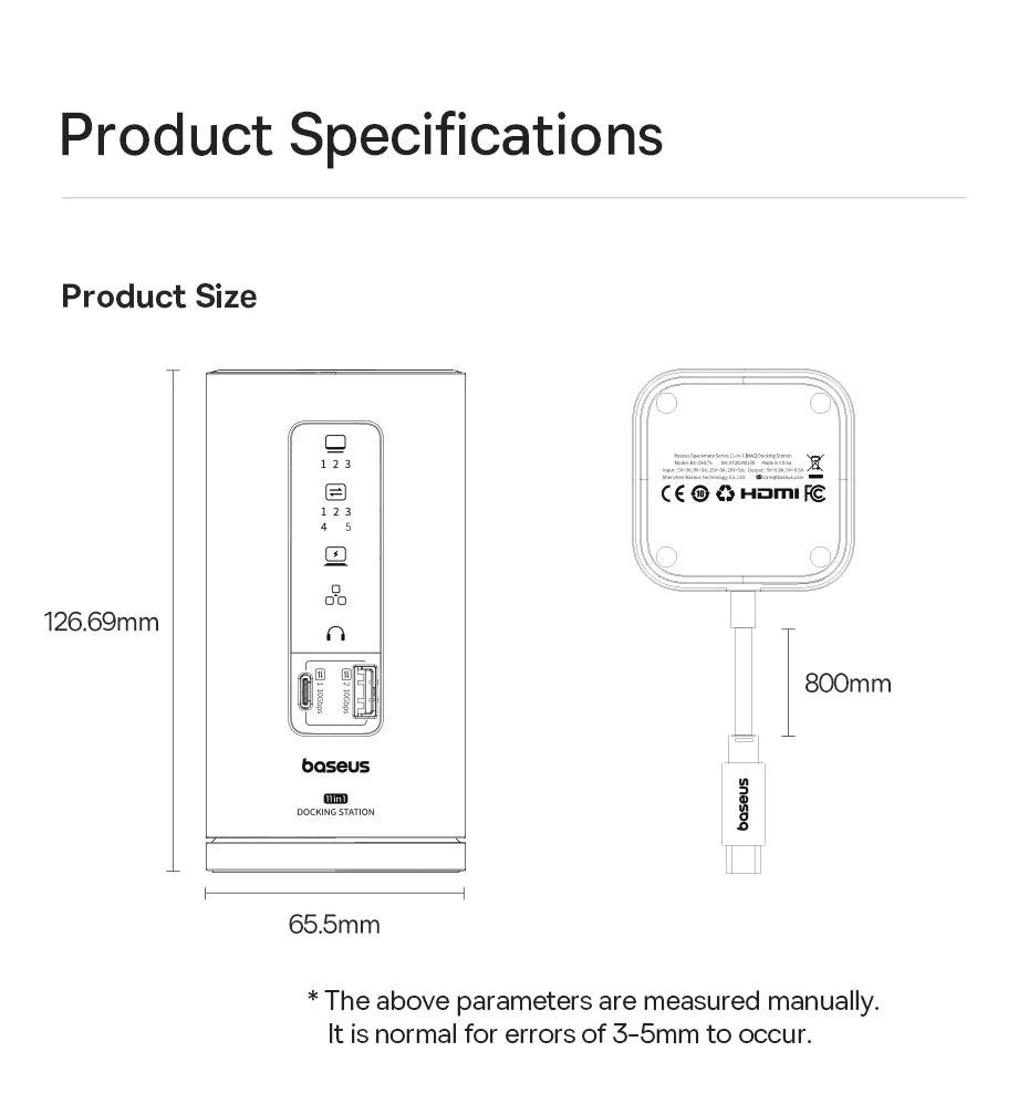 Baseus 11/12-i-1 USB-C-docka med flera skärmutgångar och PD
