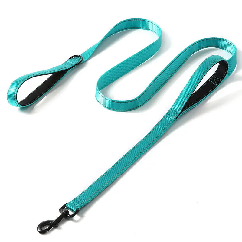 Hundkoppel i nylon med två handtag – reflekterande träningskoppel 120, 150 eller 180 cm