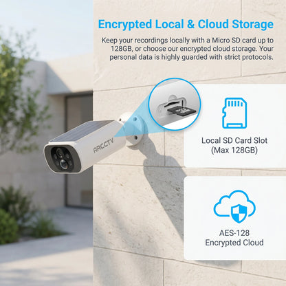 ARCCTV 2K WiFi Solar Camera Color Night Vision Two Way Talk FHD Surveillance Camera Outdoor Wireless IP66 Waterproof Siren Alarm