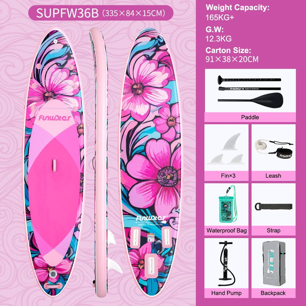 FunWater uppblåsbart SUP-bräde med tillbehör – flera storlekar
