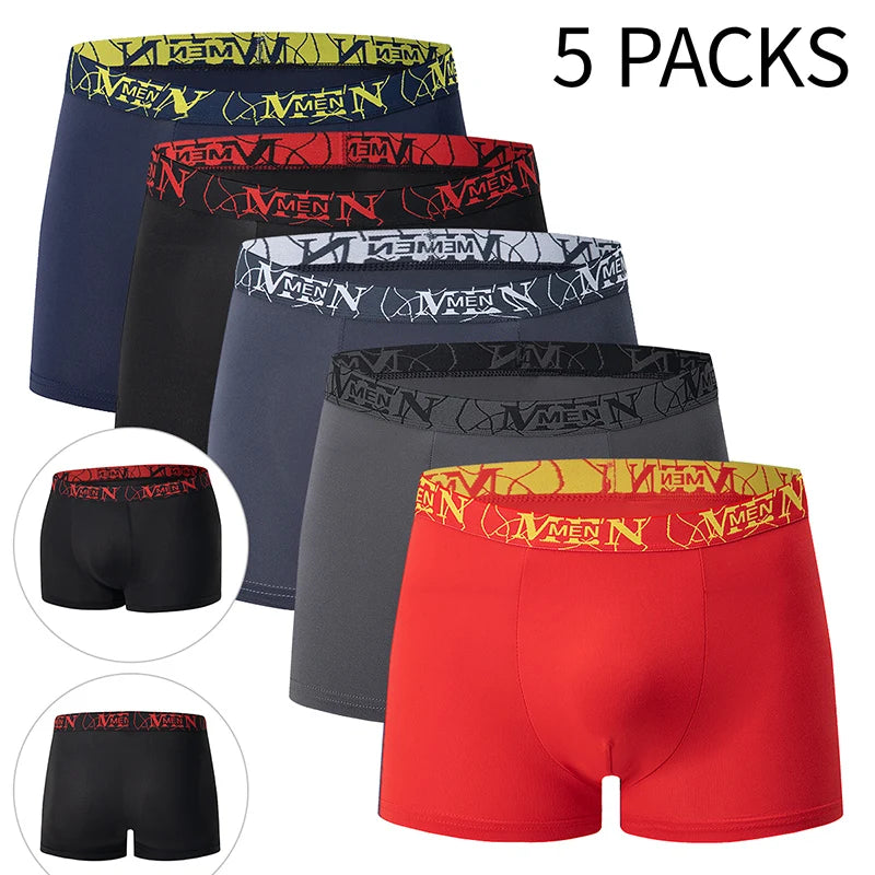 Herr Boxershorts 4/5-pack – Tryckta Plus Size Europeisk Storlek, Dubbel Användning Badshorts