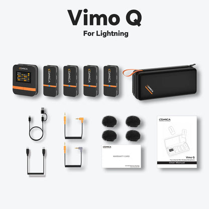COMICA Vimo Q Four channel Mini Wireless Microphone Wireless Lavalier Microphone With Charging Case for Camera Smartphone PC