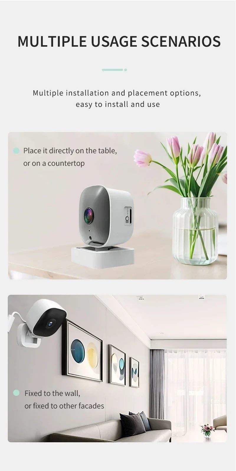 2.4/5GHz WiFi 3MP 1080P HD Night Vision Paste Mount Security Camera Indoor Phone Remote Home Surveillance Safety Monitoring