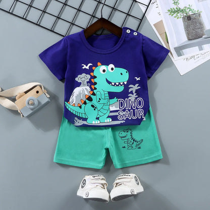 Summer Donald Duck Cartoon 2-Piece Boys Tracksuit Casual Kids Clothing Set T-shirt And Shorts Children 1-4 Years