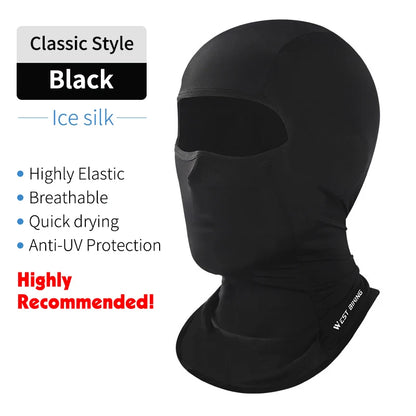 WEST BIKING Cool Men's Hat Summer Anti-UV Full Face Cover Motorcycle Balaclava Ice Silk Breathable Bike Helmet Mask Cycling Caps