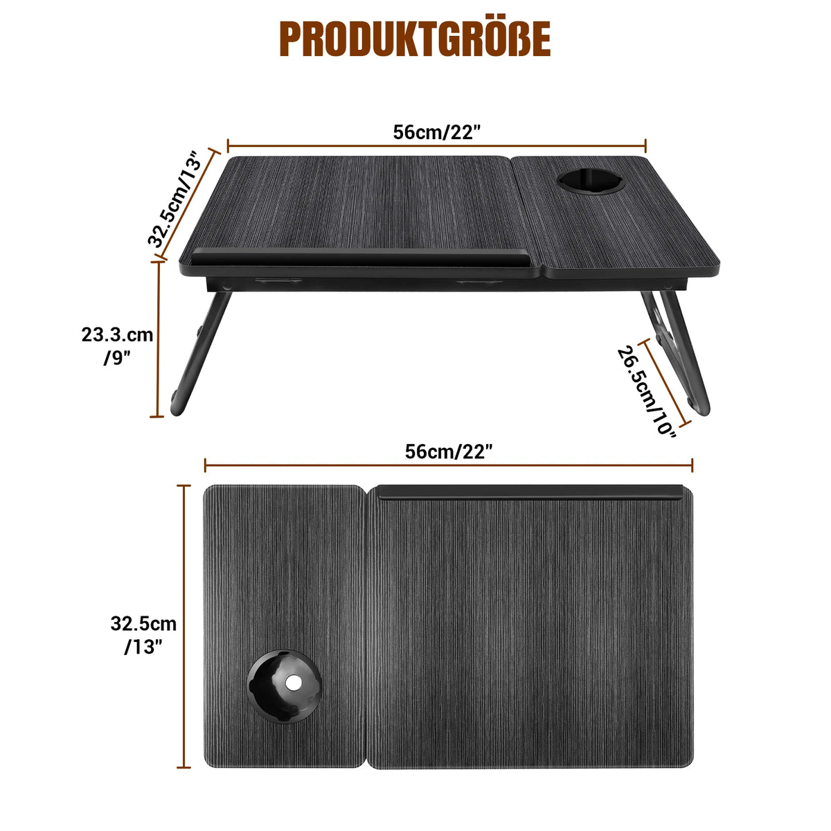 Laptop Table 5-step height adjustable laptop table for bed with folding table legs Cup holder reading stand laptop holder breakfast tray and bookend