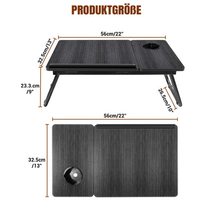 Laptop Table 5-step height adjustable laptop table for bed with folding table legs Cup holder reading stand laptop holder breakfast tray and bookend