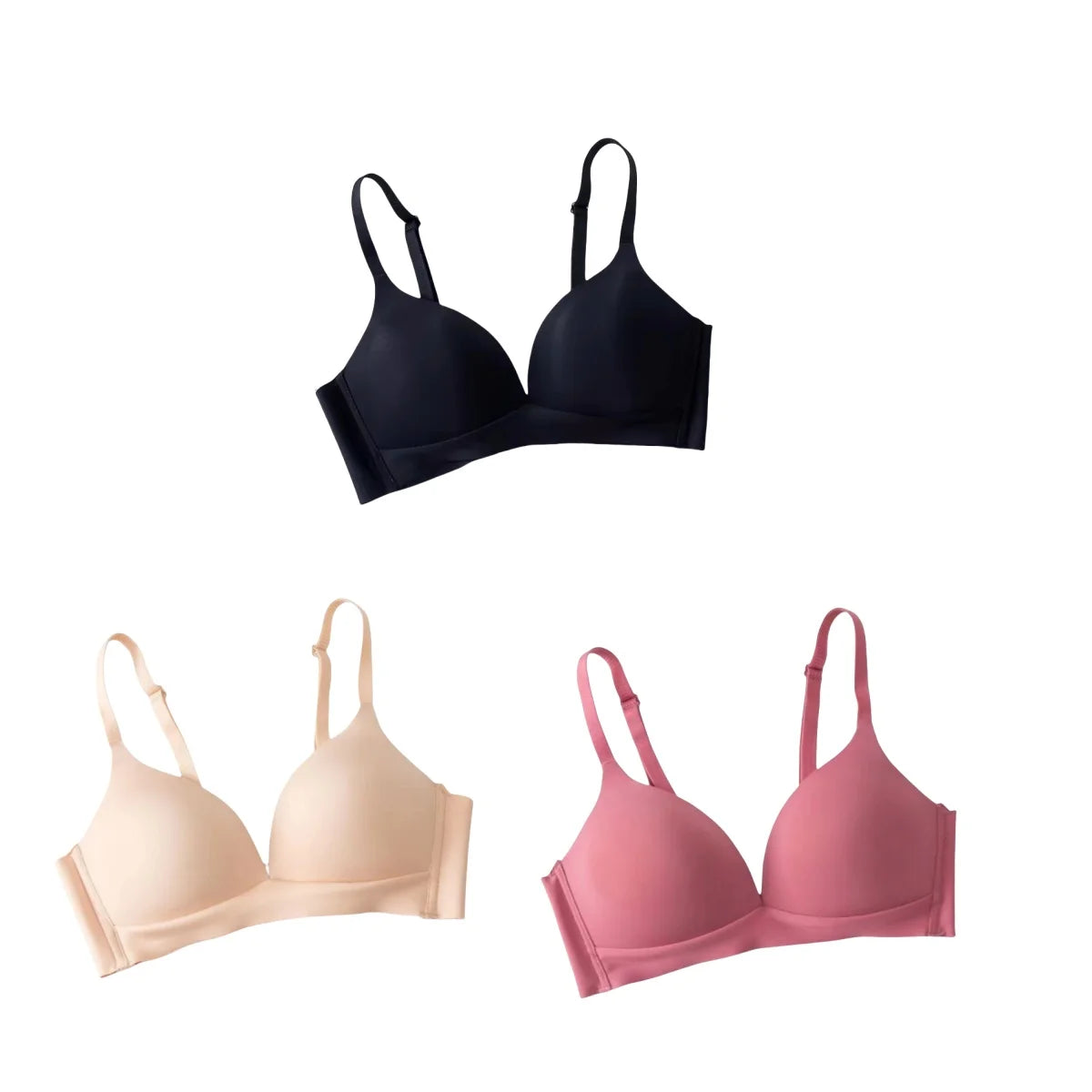 Fenlandwell bygelfri bh dam 3-pack – djup V-ringning och fasta kupor