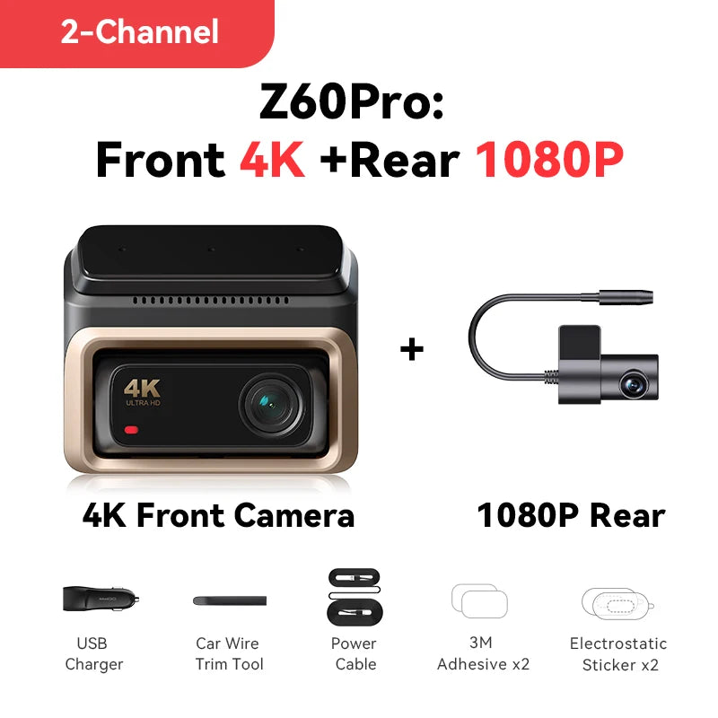 DDPAI Z60 Pro 4K Dashcam – Dubbla Sony STARVIS-sensorer, 5GHz WiFi, GPS, ADAS 2.0 och 4G LTE