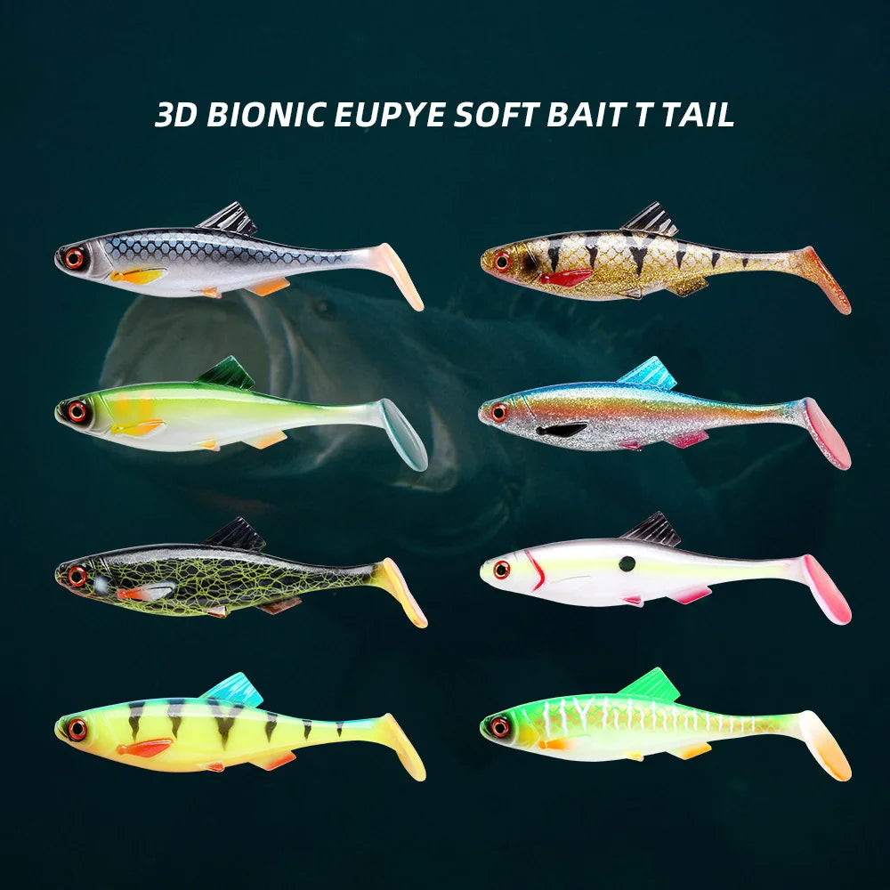 1pcs 26g 60g River Roach Fishing Lure Soft Bait T Paddle Tail Baitfish Shad Strike Silicone Plastic Swimbait Wobbler Pike Bass