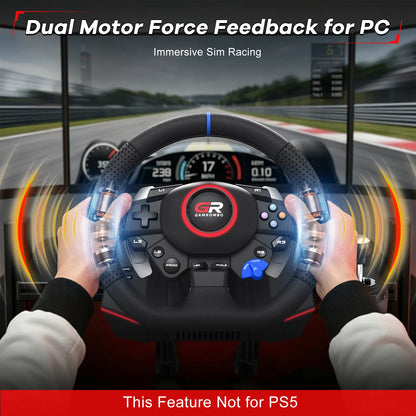 Game Steering Wheel For PS5/PS4/PC Leather 28mm Adjustable 270°-900°Wheels RGB Hall Effect Macro Linear 3Pedals Racing Simulator