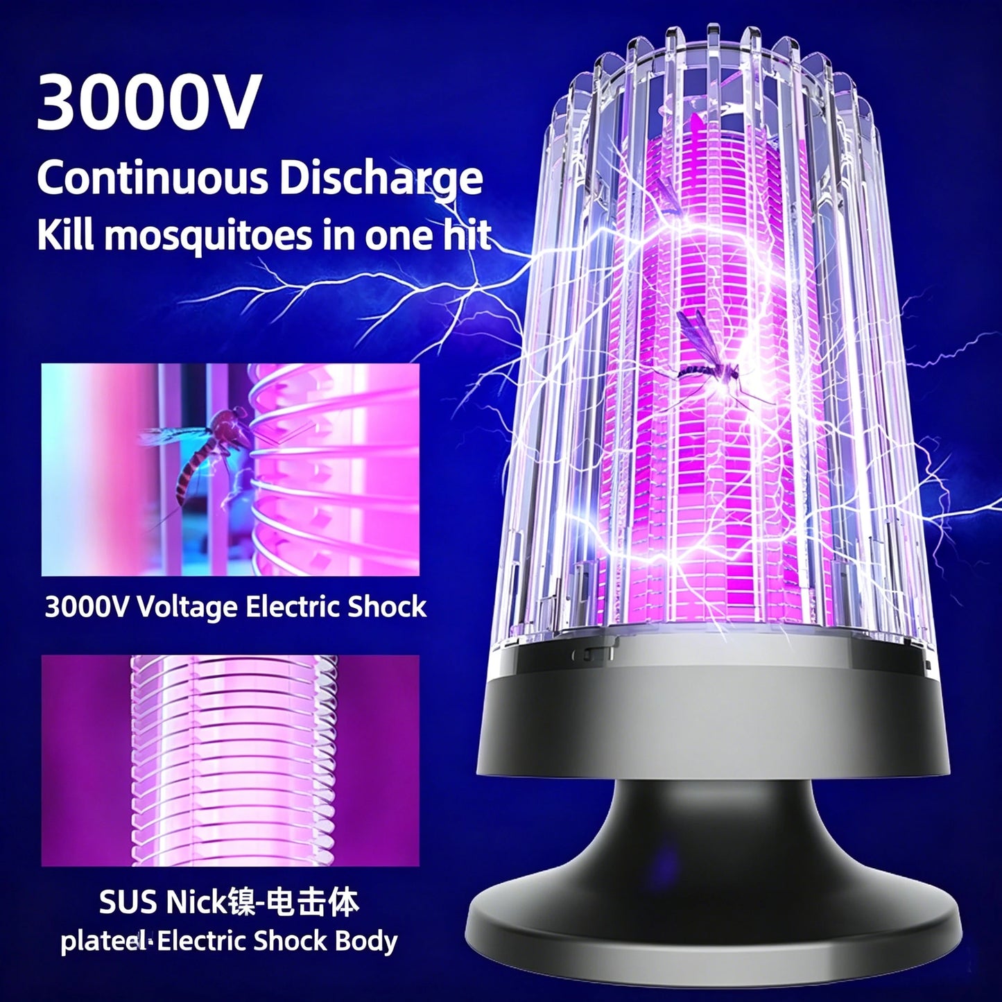 Mosquito Killer Lamp UV Light USB Anti Mosquito Trap Outdoor Electric Shock Mosquito Killer Light Use Kills Moths Wasps Gnats
