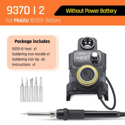 Silverflo 937DI Trådlös Löddstation – Portabel, 200–480°C, Kompatibel med DeWalt/Milwaukee/Makita 18–20V Batteri