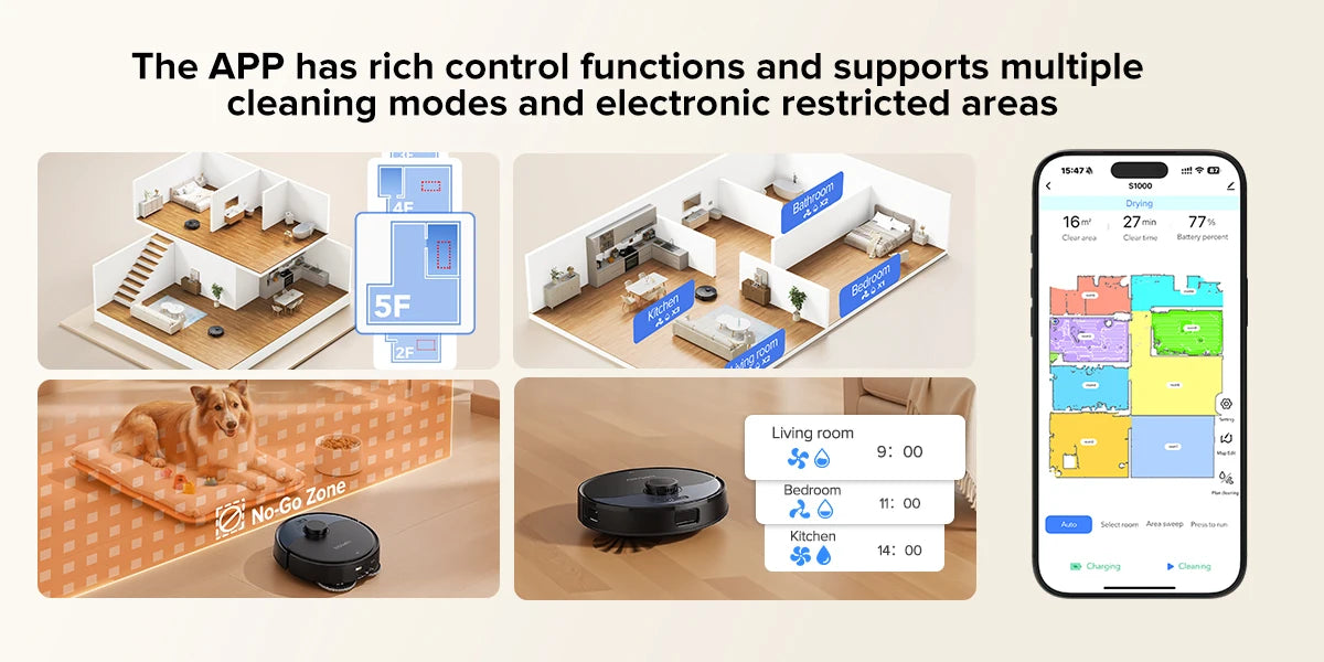 Lubluelu S1000 Robotdammsugare och Mopp med All-in-One-station