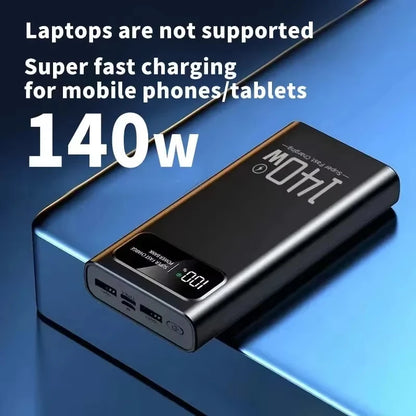 Lenovo 140W Power Bank 200000mAh Large Capacity Super Fast Charging Digital Display For iPhone Samsung Emergency Power Battery