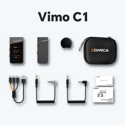 COMICA Vimo C 2.4G Wireless Lavalier Microphone with Charging Case,Lapel Mic for Camera Smartphone Podcast Interview Vlog