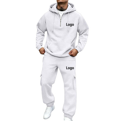 Customized Print Men Tracksuit 2 Pieces Half Zipper Athletic Hoodies Sweatpants Women Training Casual Running Jogging Suit Sets