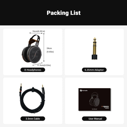 Fosi Audio i5 öppna over-ear-hörlurar med 97 mm planmagnetiska element