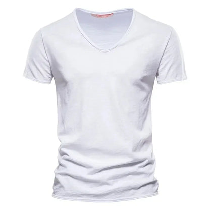 New 100% Cotton Men T Shirt Tops V Neck Thin Short Sleeve Tees High Quality Men's Fashion Fitness Hot T-shirt For Men Size S-5XL