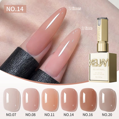 1/6Pcs 15ml Jelly Ice Nude Peelable Polish, UV/LED - Set, Formaldehyde - Free. Oval, Glossy. Good for Salon & DIY