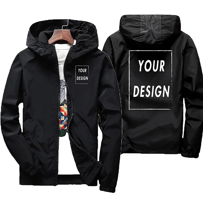 Customized Name: Autumn Jacket, Men's Waterproof Windbreaker, Casual Clothing, Plus Size 7Xl, Black Outdoor Sportswear