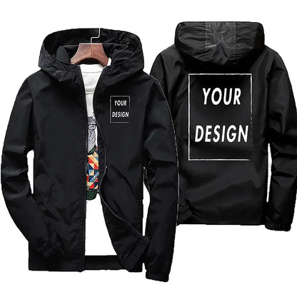 Customized Name: Autumn Jacket, Men's Waterproof Windbreaker, Casual Clothing, Plus Size 7Xl, Black Outdoor Sportswear