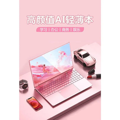Ultratunn Gaming Laptop 15,6" 4K – Aluminiumlegering Intel N95 12/16/32GB RAM 128GB–1TB SSD Windows 11, Svart/Silver/Rosa