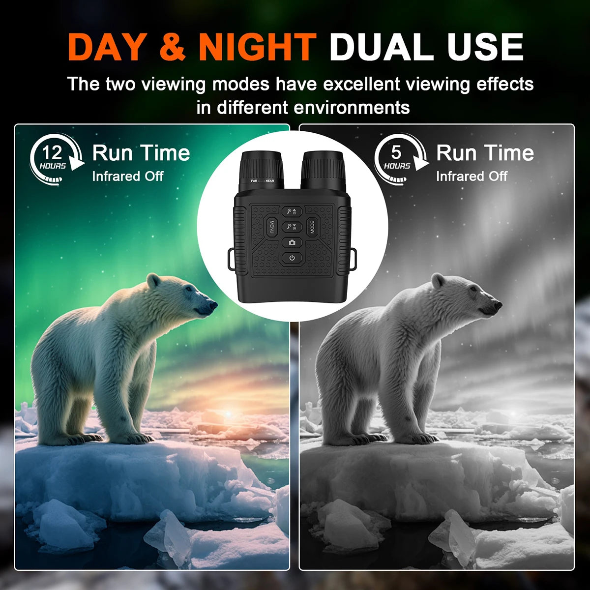 Digital nattkikare med 3-tumsskärm, 6× zoom och IR-lampa