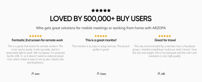ARZOPA A1M Portabel Skärm 17,3" 1080P IPS – 100% sRGB HDR10 60Hz Inbyggt Stativ Dubbla Högtalare Aluminium USB-C HDMI