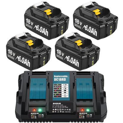 For Makita BL1830 Battery Rechargeable 6000mAh/9000mAh BL1840 BL1850 BL1860 18V Replacement With Single 4A/Dual 6A Charger