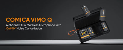 COMICA Vimo Q Four channel Mini Wireless Microphone Wireless Lavalier Microphone With Charging Case for Camera Smartphone PC