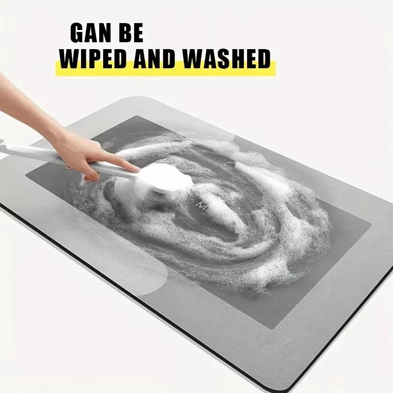 Diatomaceous Earth Bath Mat Ultra Absorbent Non Skid Rapid Drying Soft Floor Mat for Bathroom Shower Laundry Bedroom Kitchen RV
