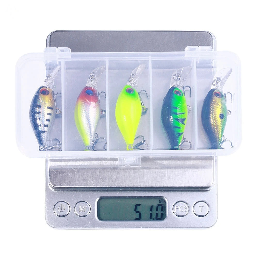 Topwater Crankbait Lures 5Pcs 4.4g 5cm Artificial Wobbler Bait For Bass Pike Rockfish Freshwater Fishing Tackle