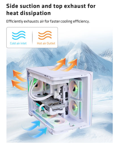 Yeah magic BIFROST PC Case argb*3 M-ATX ITX Sea View Room Side Transparent Desktop Chassis Diy pc game DIY pc case