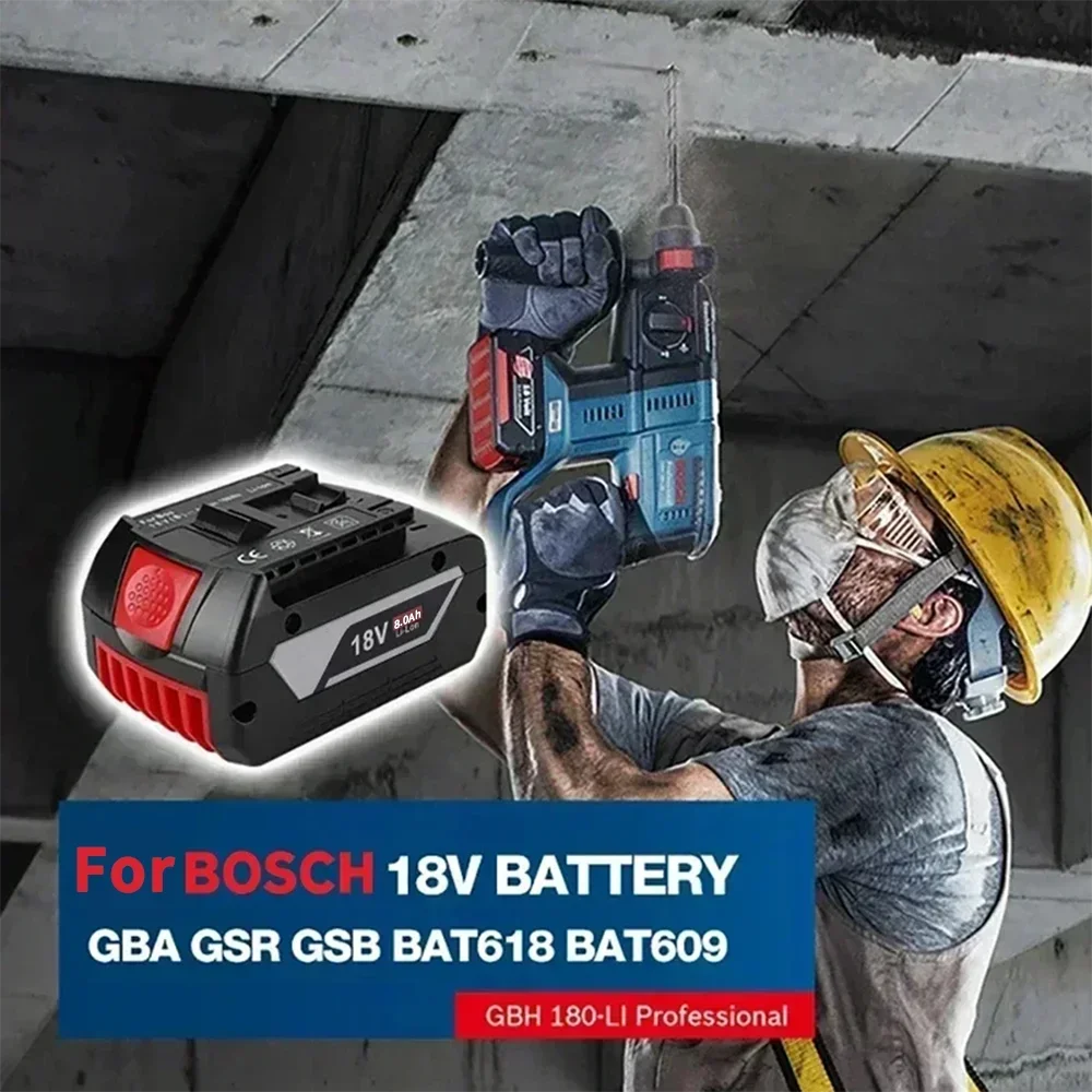 For Bosch 18V 6.0Ah, Professional Lithium Battery, Electric Rechargeable Battery, Bosch BAT609 BAT609G BAT618 BAT618G