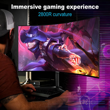 FYHXele 27 Inch Curved Gaming Monitor 100Hz 2ms VA Panel FHD 1080P LED LCD Desktop PC Computer Display
