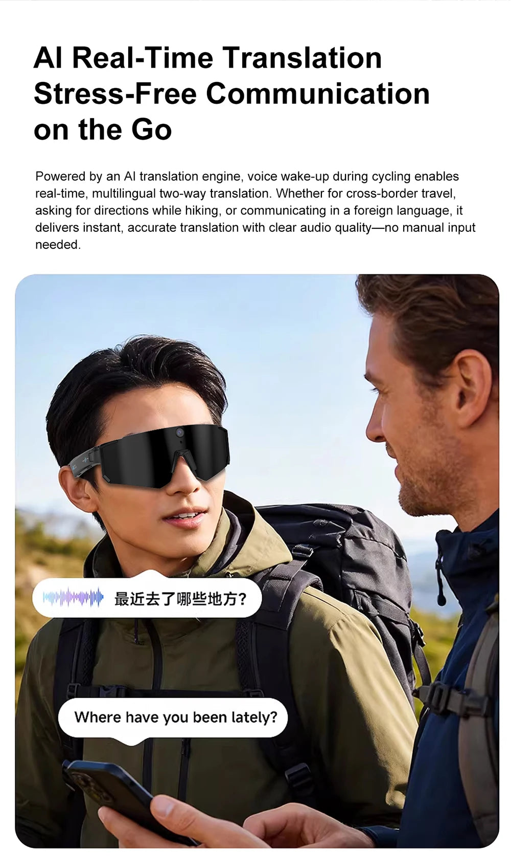 Mijia Smart Al Glasses For Cycling Recording Ai Translator Voice Assistant Wireless Remote Calling Video&photo Sports Sunglasses