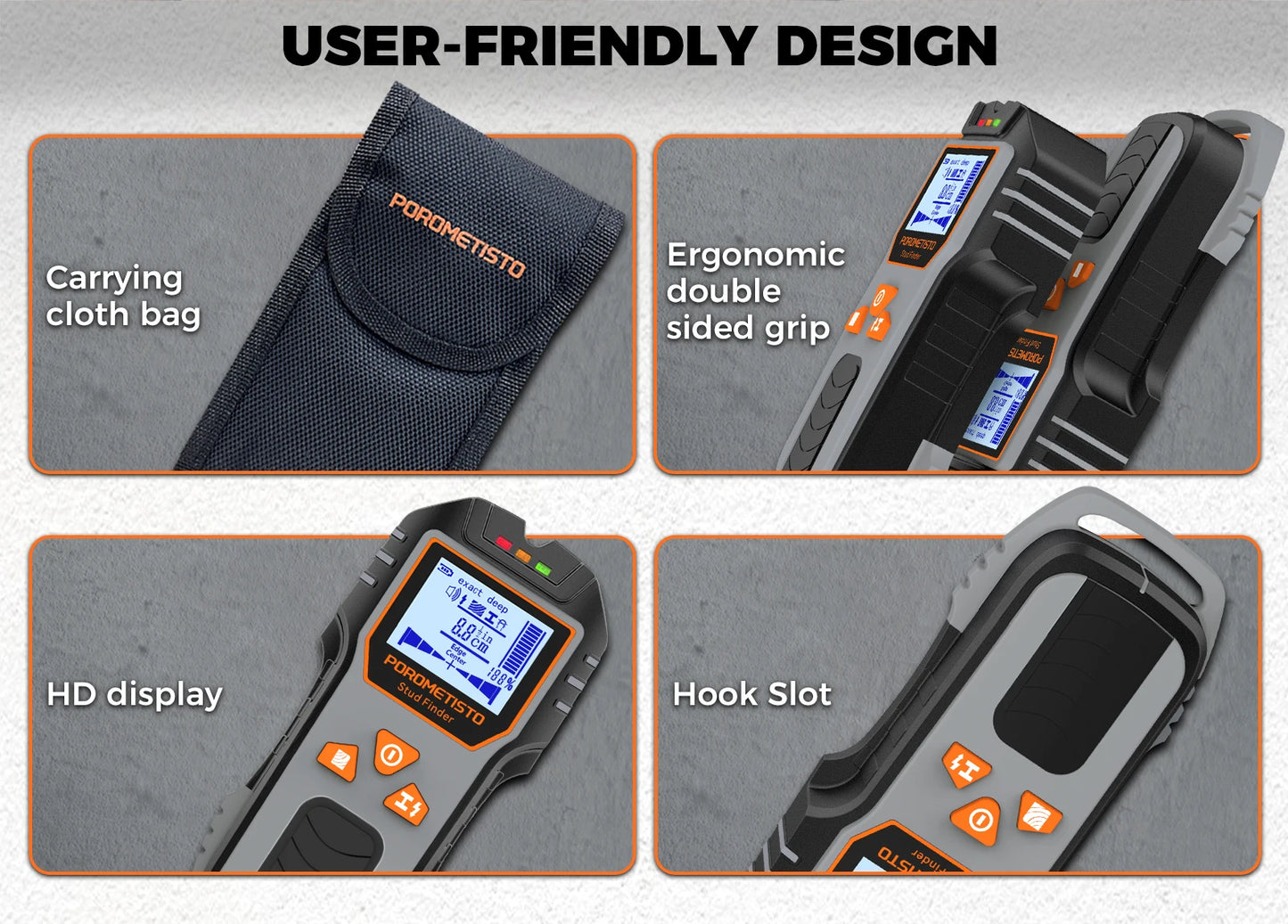 6in1 Stud Finder Wall Scanner Detector Multifunction Wall Scanner for AC Cable Wires Wood Metal Pipe Electronic Measuring Tools