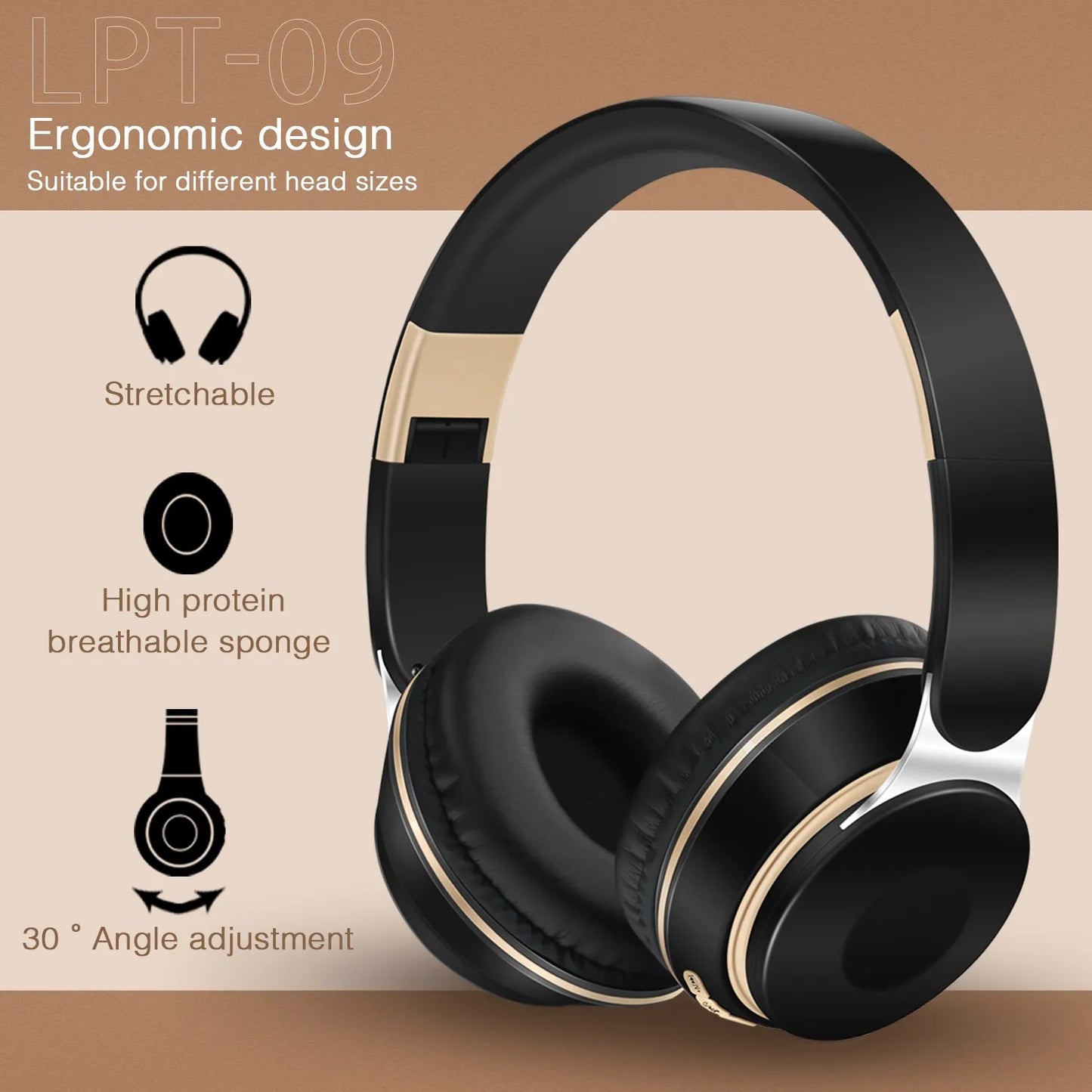 2026 Wireless Bluetooth Headphones Stereo Headband Headset with SD Card Support And Mic for iPhone Samsung Tablet