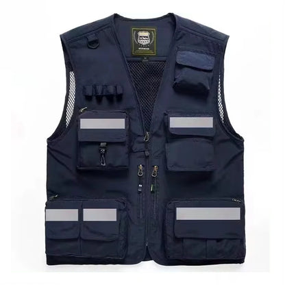 S-7XL Multi Pocket Work Vest for Men Women Volunteer Working Uniforms Logo Printing Fishing Photography Workwear Vest