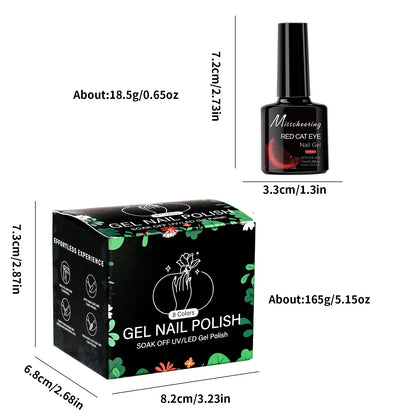 Red Cat Eye Gel Nail Polish Magnetic Glitter Holographic Red Ruby Christmas Polish Reflective Jelly Translucent UV Gel Manicure