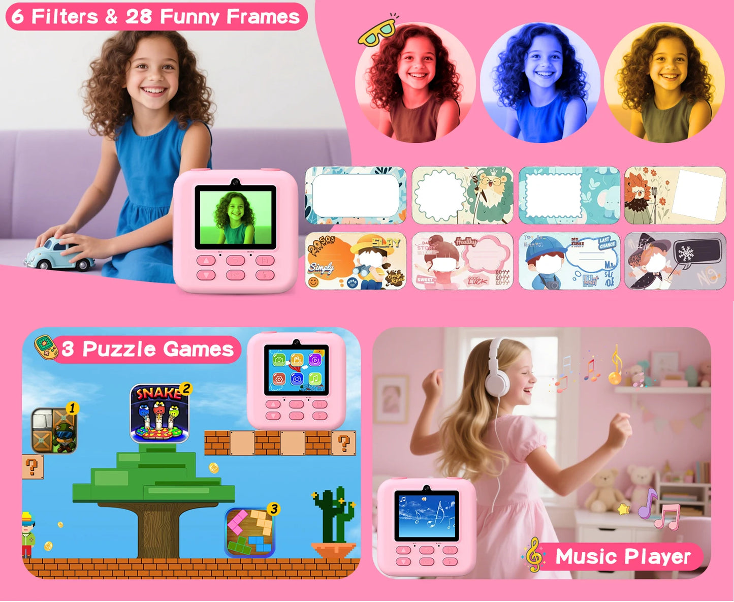 Children Digital Camera Photography Instant Camera 1080P HD Dual Lens Kids Video Recorder Toys for Girls Boys Best Birthday Gift
