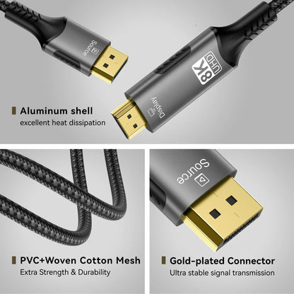 DisplayPort till HDMI-kabel – 4K eller 8K, 1–3 m