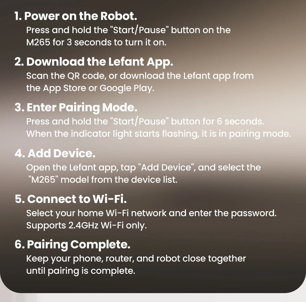 Lefant M265 Robot Vacuum Cleaner with Mapping, 20000Pa, Self-Cleaning Roller, Clean Water Wash, Laser dToF, Avoid PSD, Anti-Tangle, Compact, WiFi 2.4G/5G/Alexa/APP