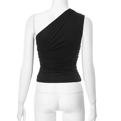 BIDIJONES one-shoulder-topp dam med öppen rygg – enfärgad, S–L
