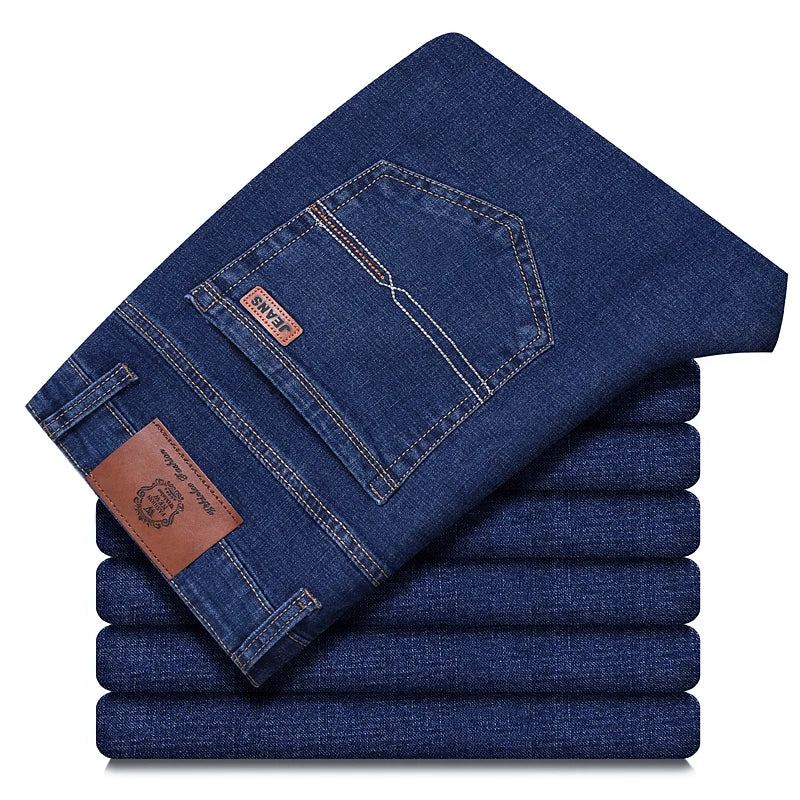 Business-jeans för herr – rak passform, stretch-denim, casual och kontor