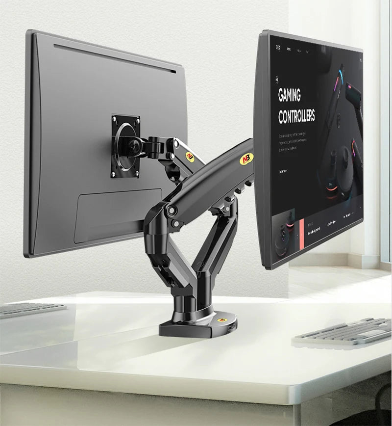 New NB F160 Gas Spring Desktop 17'-27' Dual Monitor Holder Arm With 2 USB3.0 Monitor Mount Bracket Load 2-9 Kg Each Arm